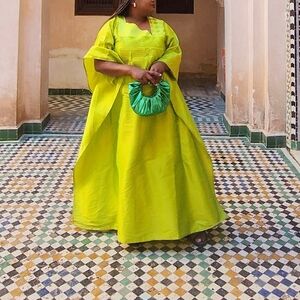 Embroidered Plus Green Kaftan boubou-One Size